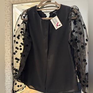 Size small sheer sleeve blouse, NWT